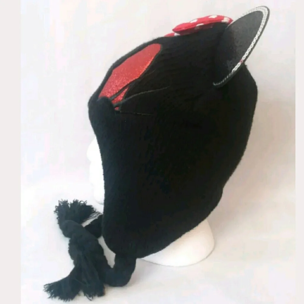 Minnie Mouse Fleece Hat Lined Fun Sparkly Winter Disney Girls
